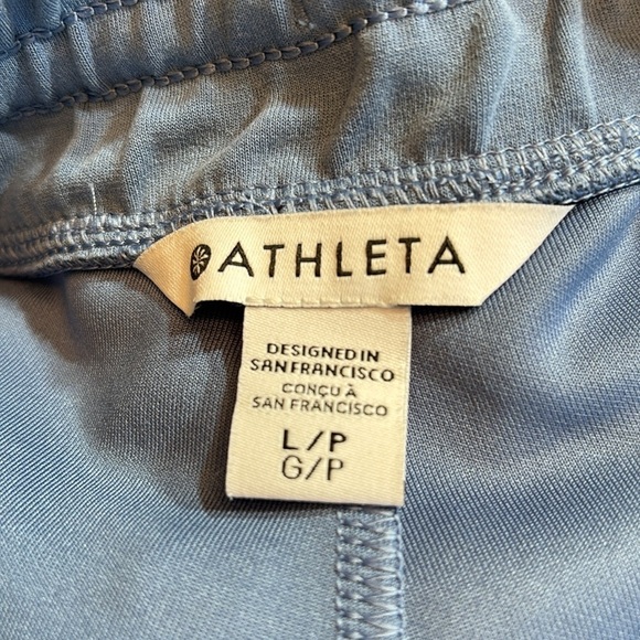Athleta Seasoft Straight Wide Leg Crop Pants Blue Petite Fit sz L - Picture 4 of 10